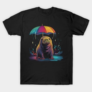 Walrus Rainy Day With Umbrella T-Shirt